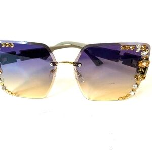 Henry H Style Rimless fashion sunglasses crystal stones Designers women